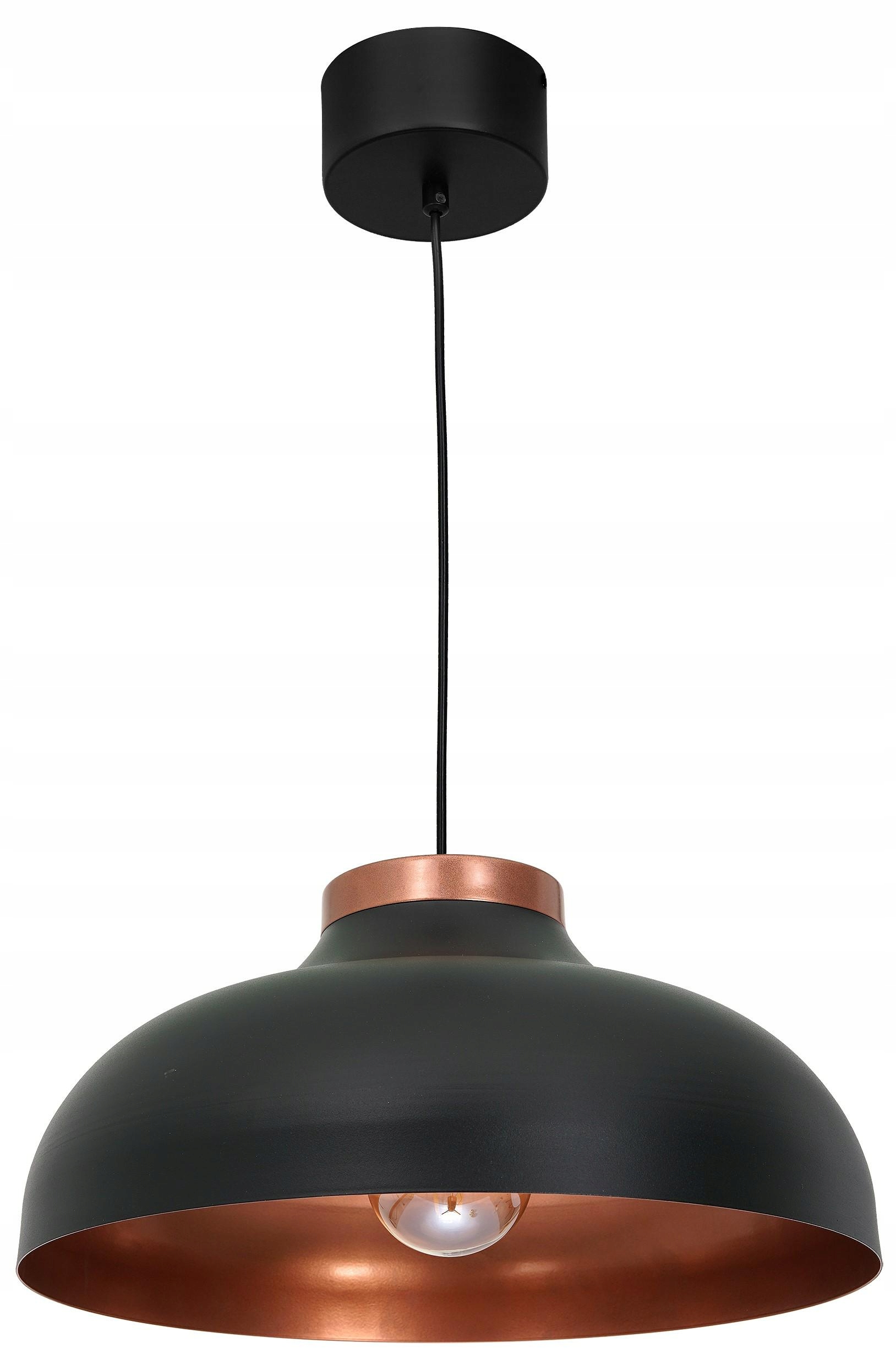 Závesná lampa Basca čierna medená kovová 1xE27 40 cm Loftová