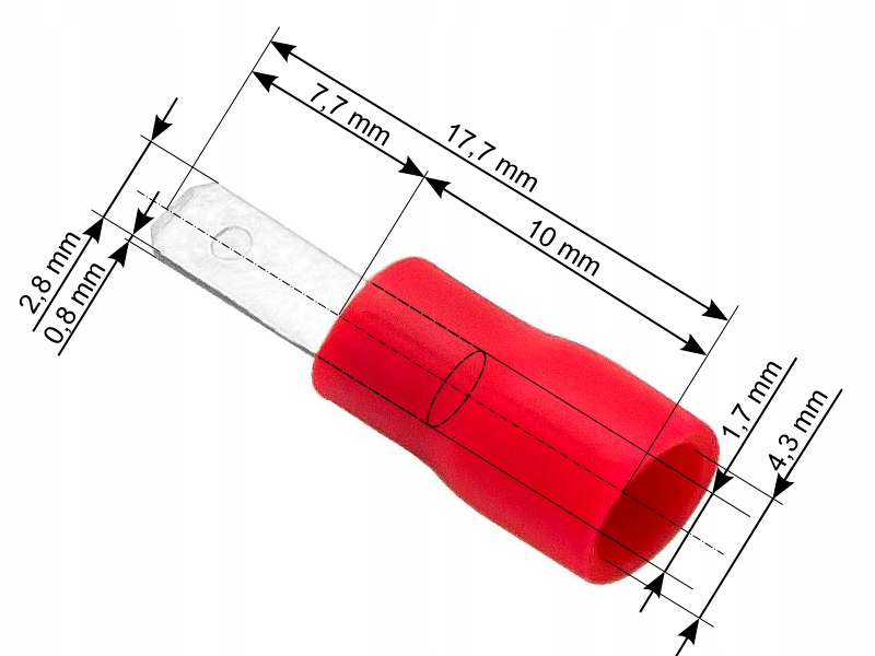 Konektor izolowany płaski męski wsuwka 2,8mm