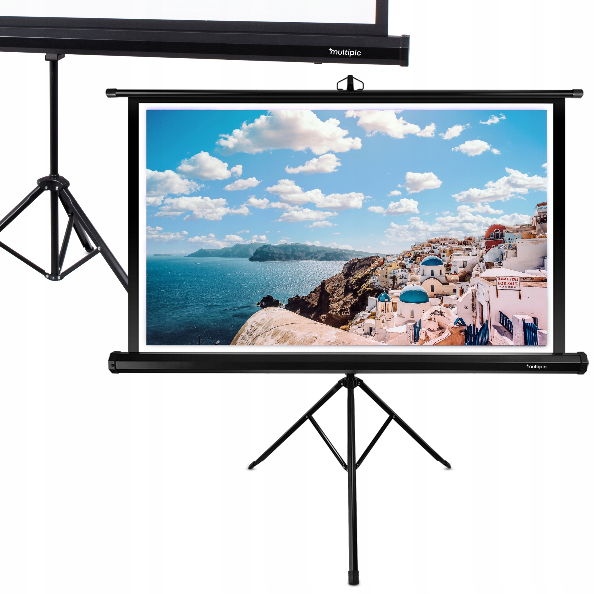 Ekran Projekcyjny 85" 186x105cm Na Statywie Do Projektora Przenośny