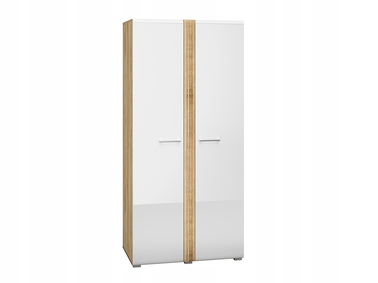 Skříň dvoudveřová Adagio 01 bílý lesk dub Castello 2D tyč police 92 cm
