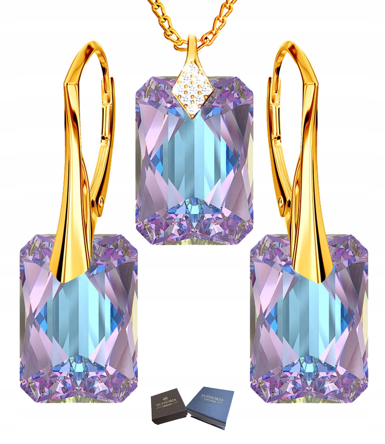 Sada šperků Zlaté Stříbro 925 Náušnice Náhrdelník Sada na Dárek