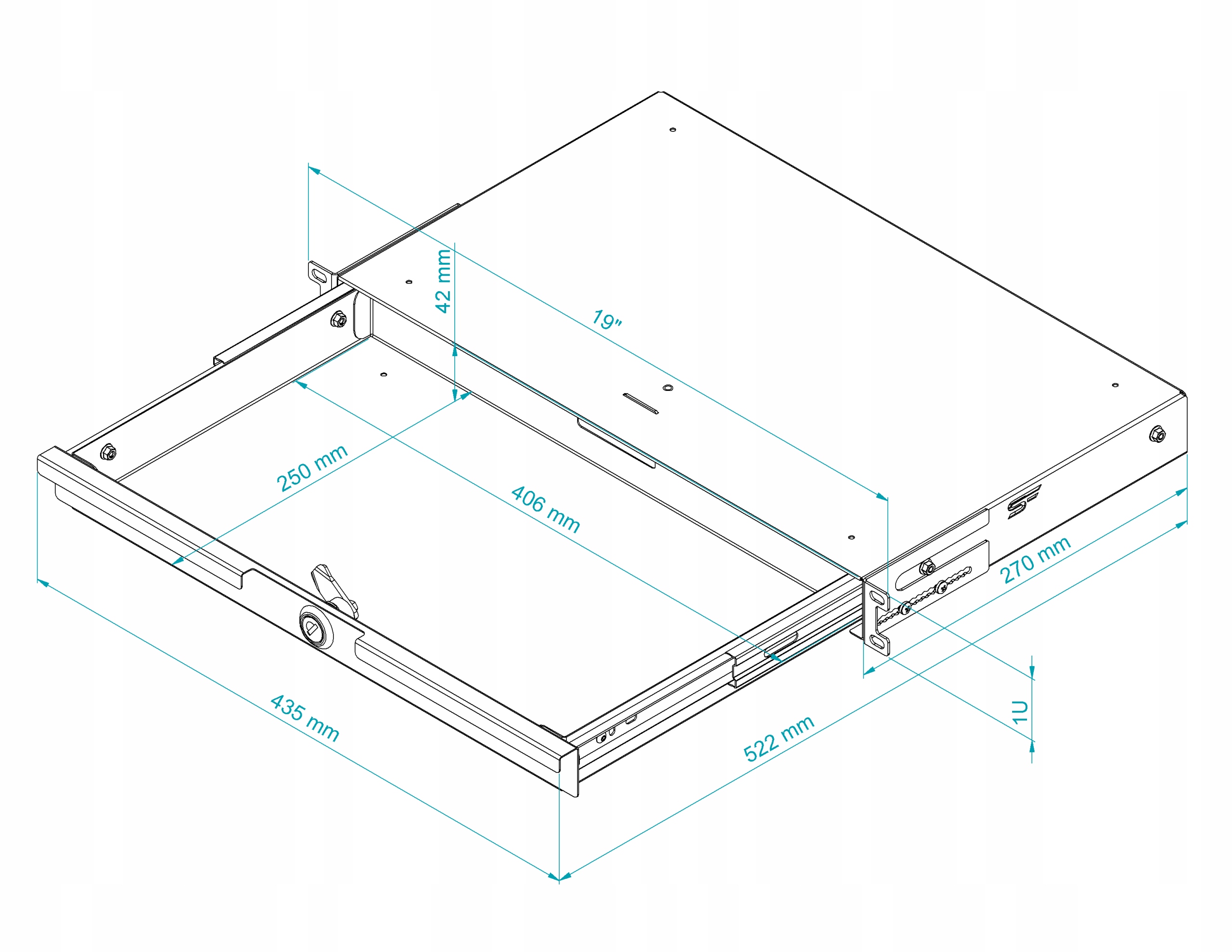Szuflada Rack StalFlex 19" 1U/270 mm czarna Stan opakowania oryginalne