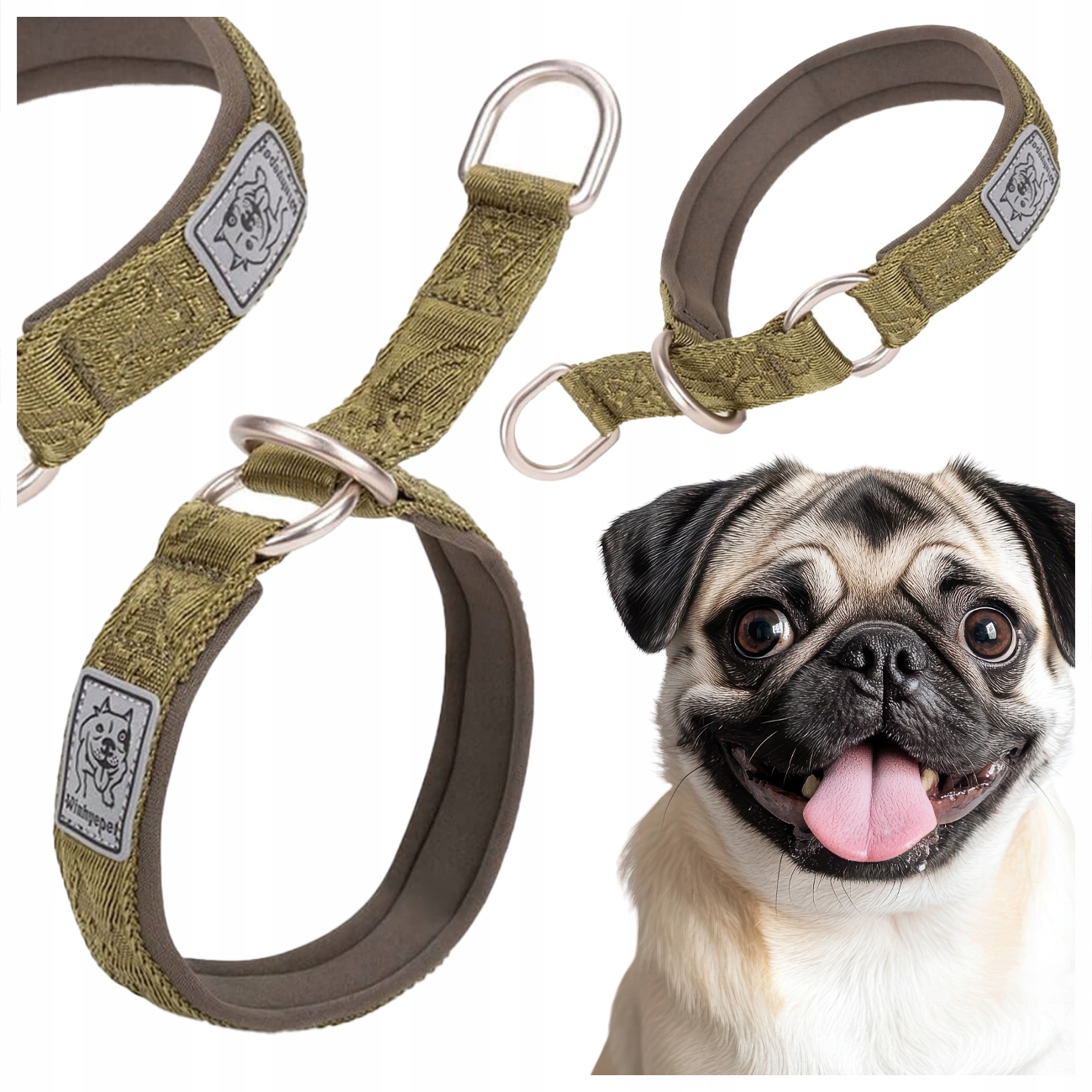 Levně Obojek Pro Psa Polostahovací Winhyepet Khaki Pevný, Pevné Zapínání Xs