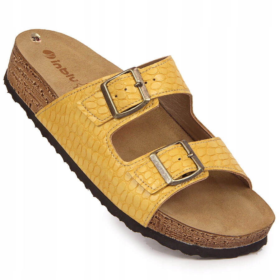 

Klapki wygodne damskie z klamrami żółte Inblu 39