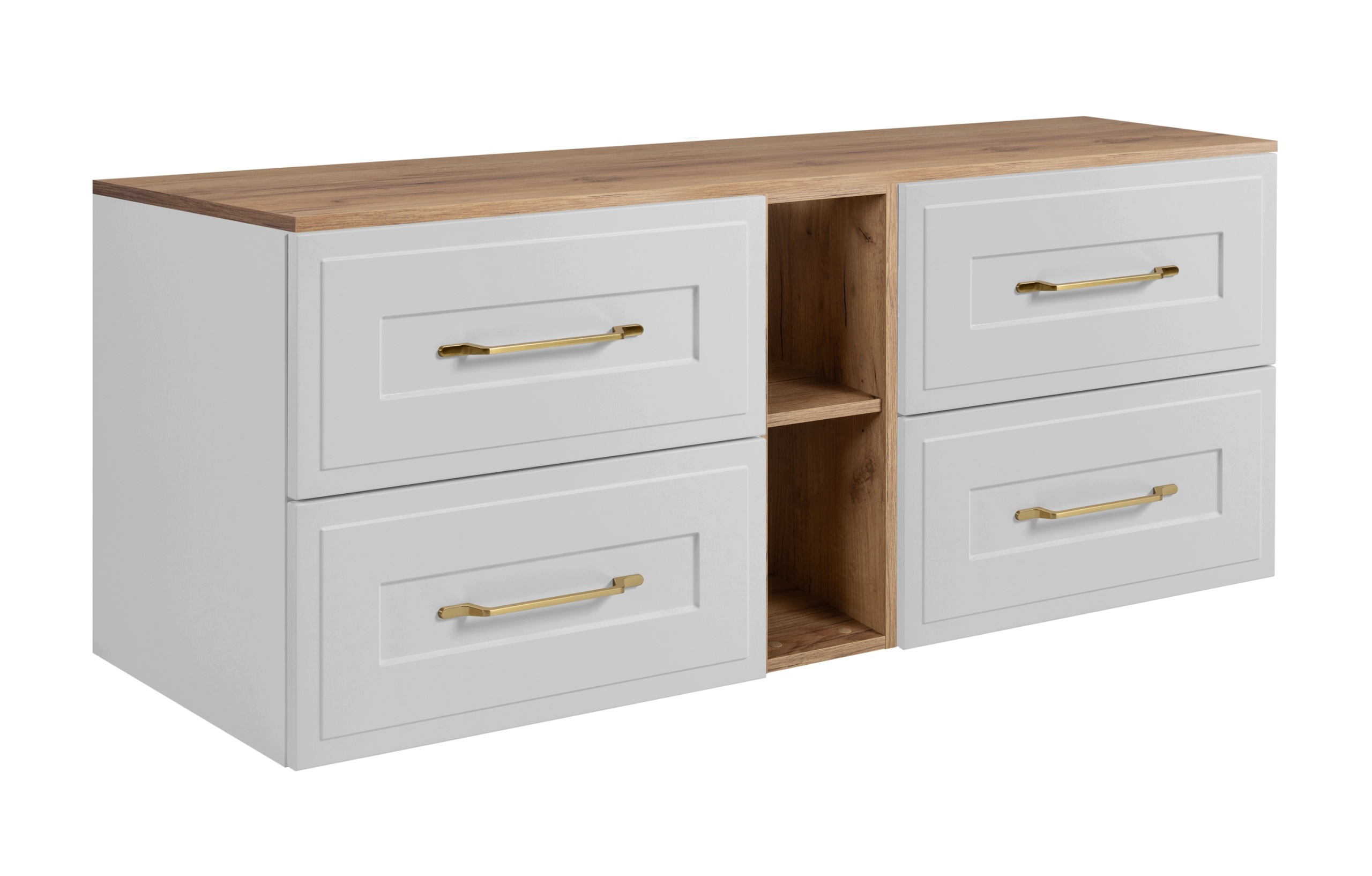 Szafka łazienkowa 180 cm pod umywalkę biały ramka Mdf 4 szuflady blat craft