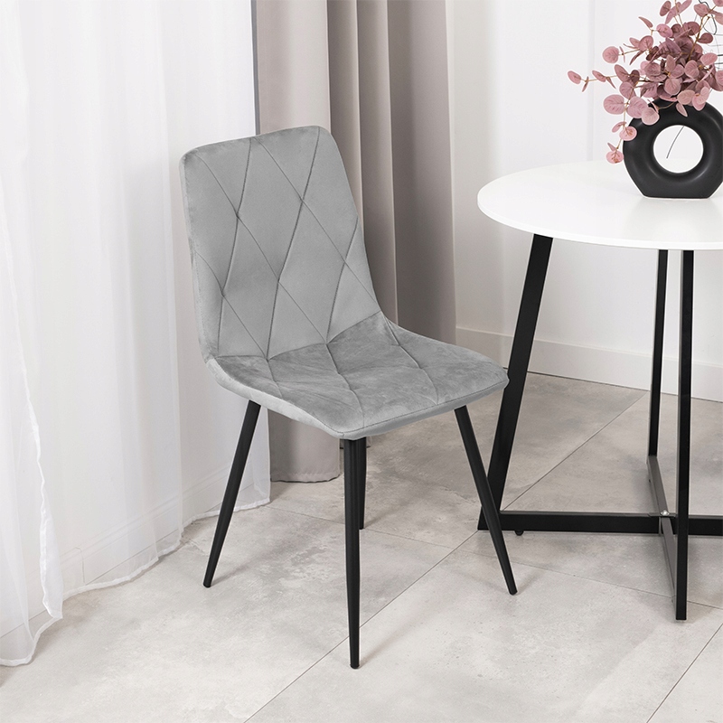 Krzesło welurowe pikowane tapicerowane do salonu jadalni nowoczesne loft Szerokość siedziska 45 cm