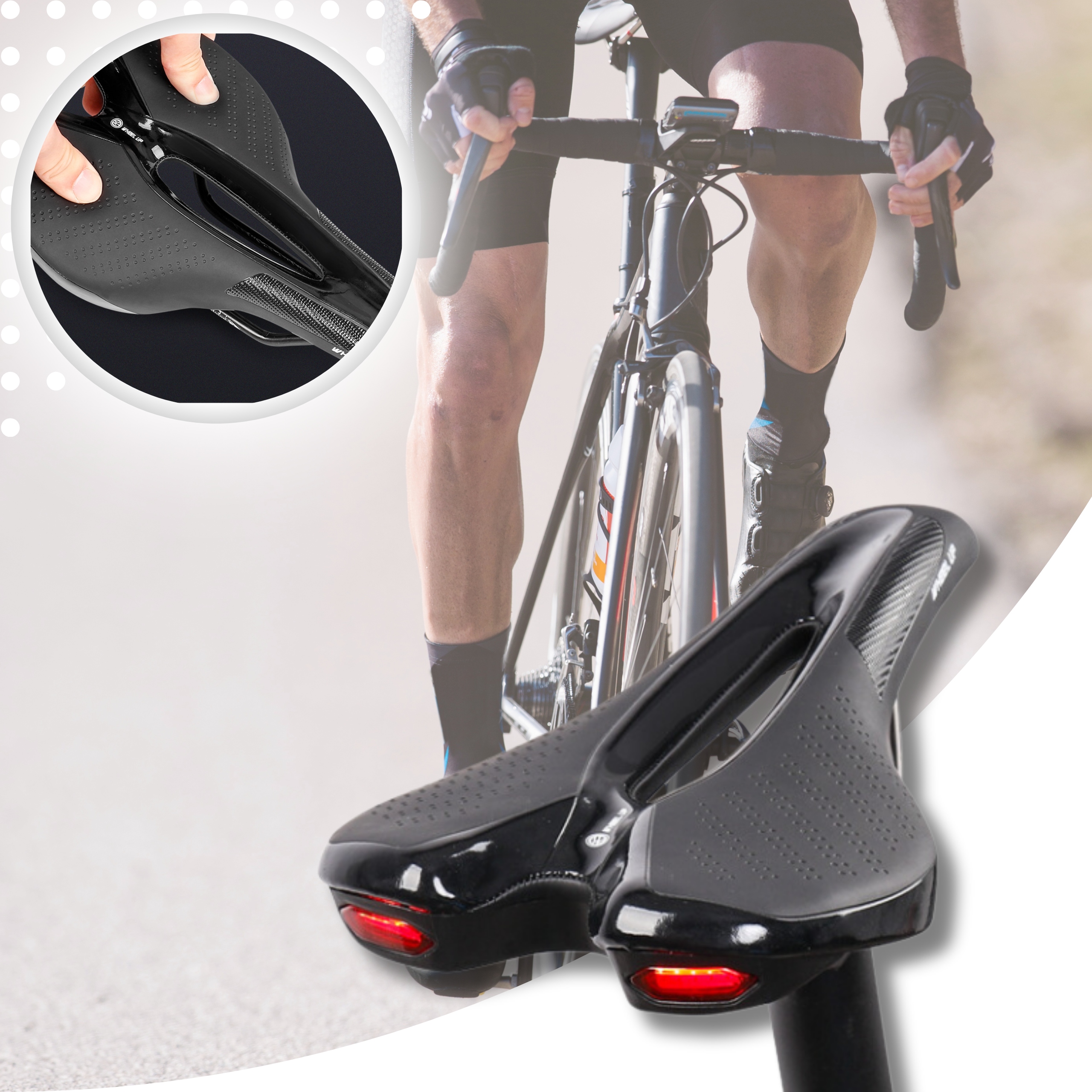 SIODEŁKO ROWEROWE SIODŁO ROWEROWE WBUDOWANA LAMPKA ROWEROWA TYLNA USB Model SIODEŁKO ROWEROWE WBUDOWANA LAMPKA ROWEROWA TYLNA