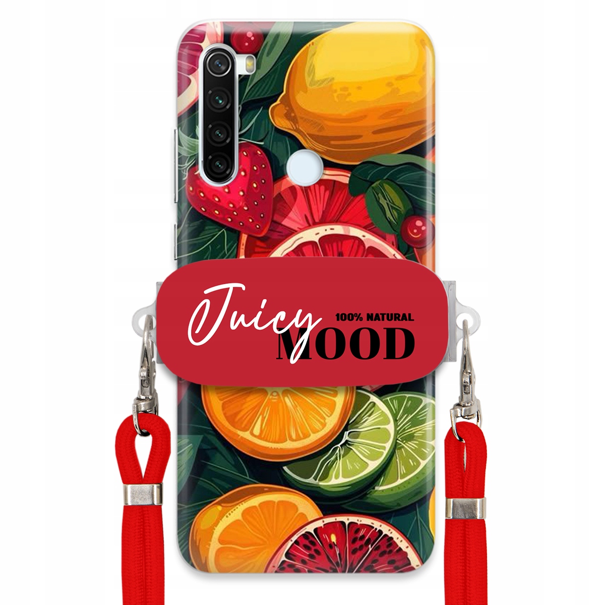 Puzdro pre Xiaomi Redmi Note 8T Červené vodítko držiak Fruit Ovocie Juice Mood