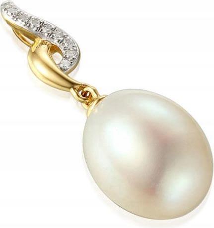 Zlatý přívěsek 585 Perla S Brilianty 1,63g, módní vzor na řetízek 14k