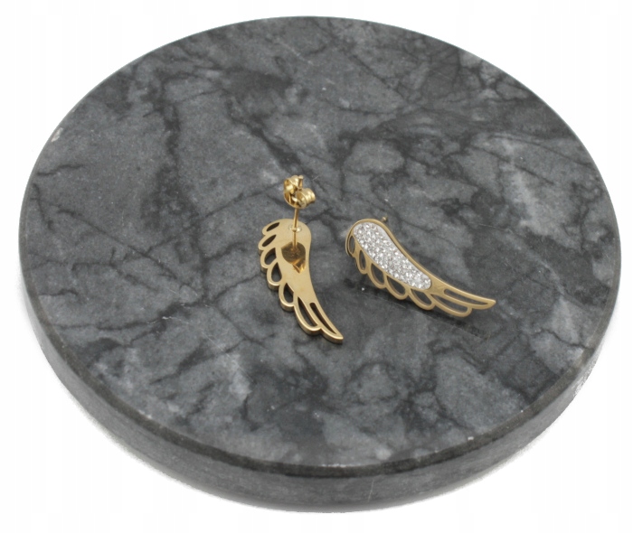 KOLCZYKI ZŁOTE STAL CHIRURGICZNA DUŻE SKRZYDŁA SZKLANE CYRKONIE Rodzaj Klasyczne