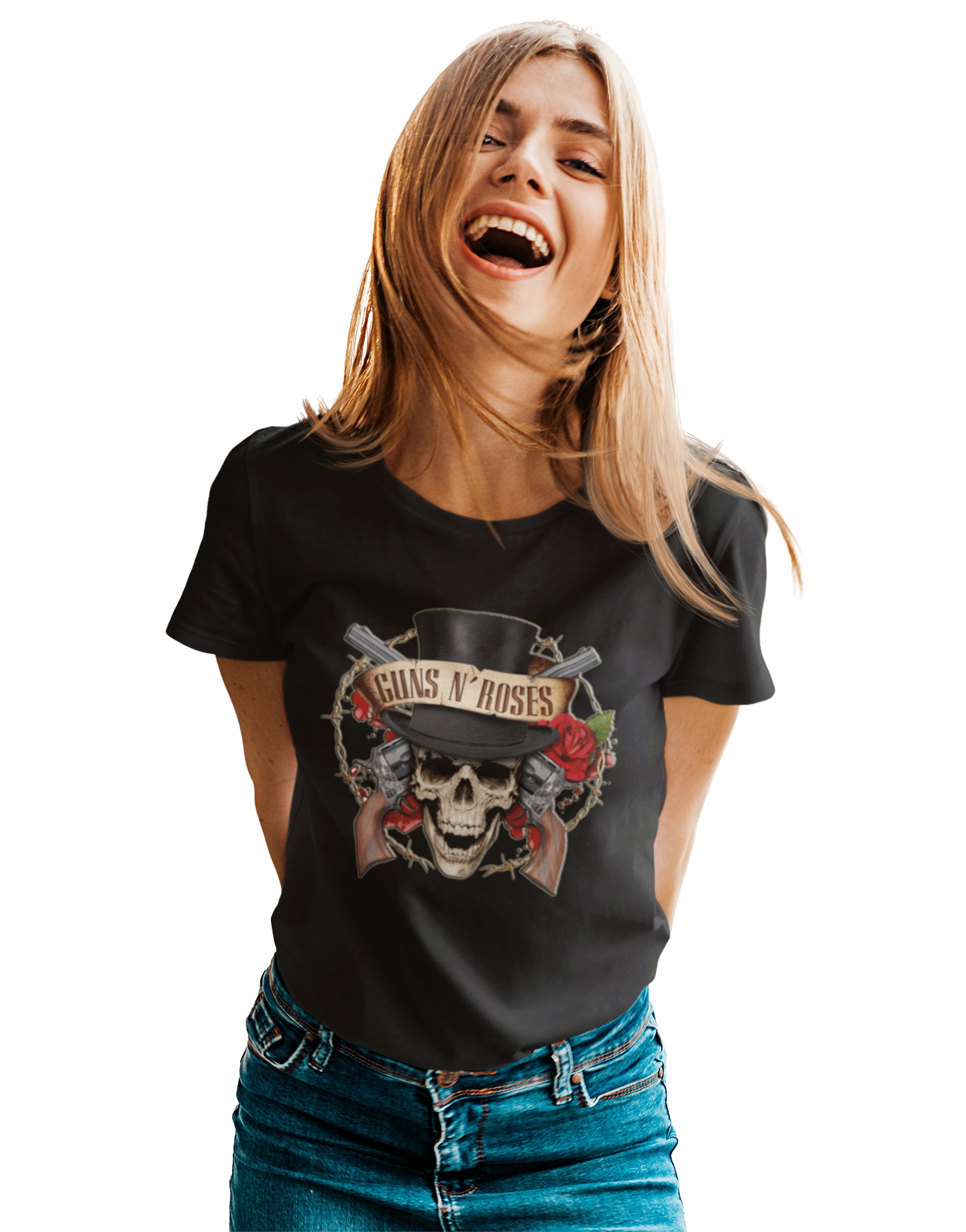 KOSZULKA DAMSKA DLA FANKI GUNS N' ROSES N T-SHIRT Wzór dominujący bez wzoru