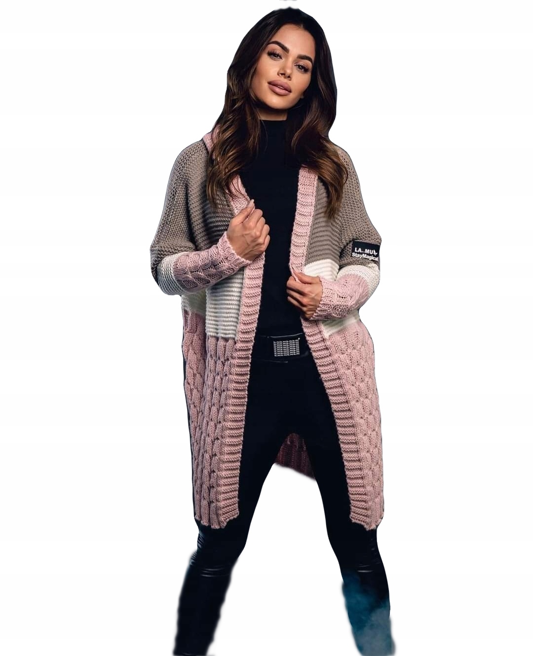 La..mu kardigan hnědý/pudrová růžová Uni