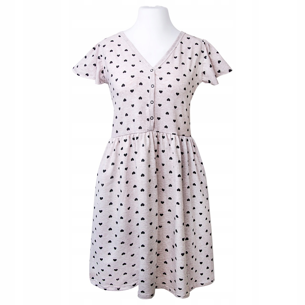 Těhotenská košile s krátkým rukávem Eevi Linda M béžová srdce