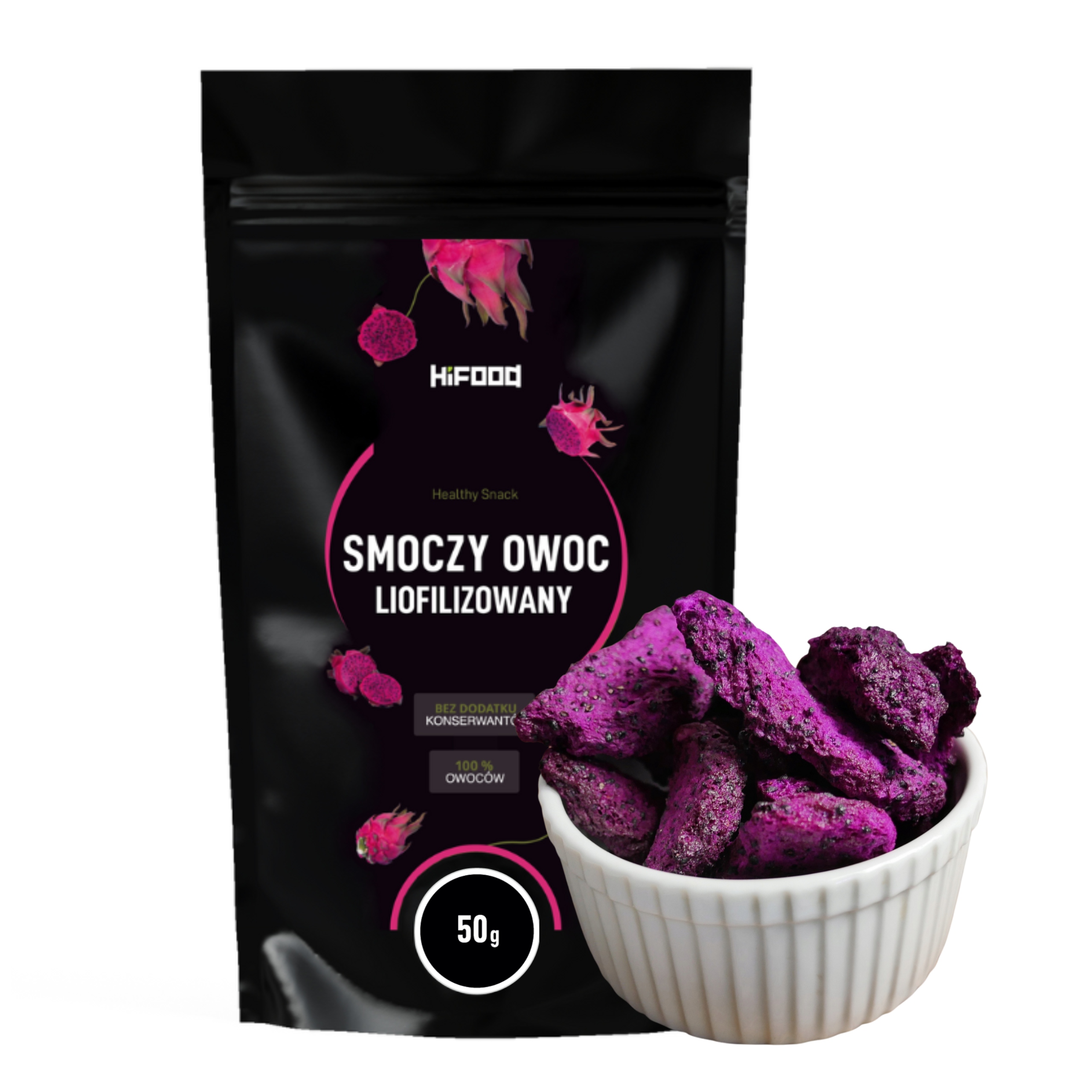 Smoczy Owoc Liofilizowany Kawałki Pitaja Dragon Fruit 50 g HiFOOD