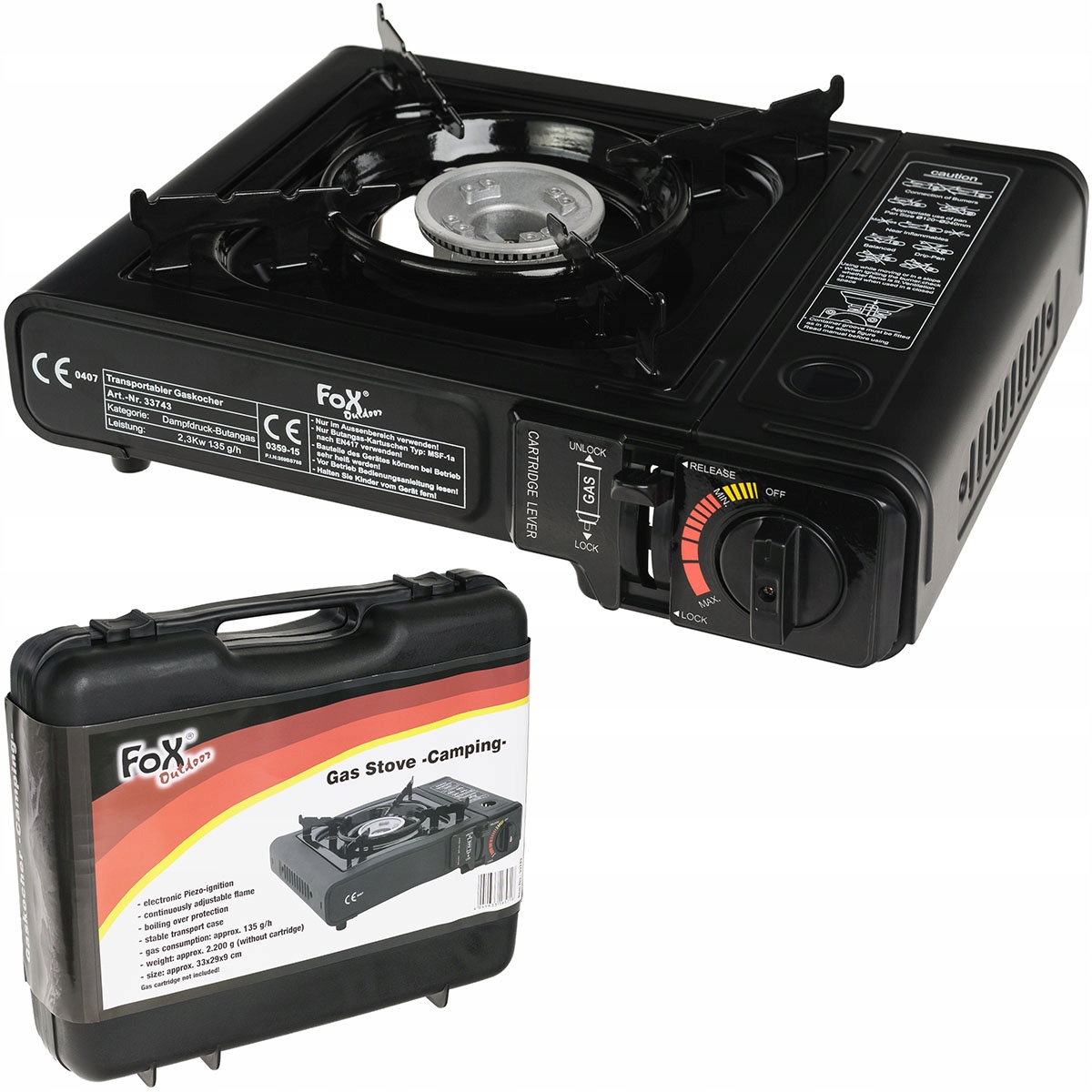 Přenosná plynová turistická vařička Fox Outdoor Camping