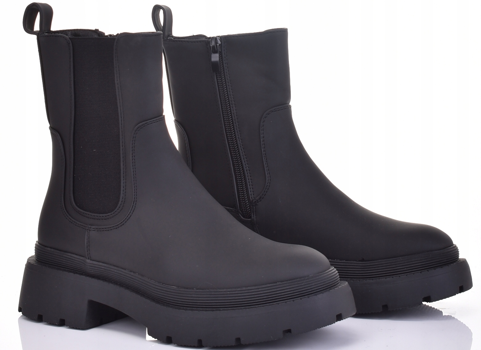 KLASYCZNE SZTYBLETY BOTKI WIOSENNE DAMSKIE CZARNE NA OBCASIE