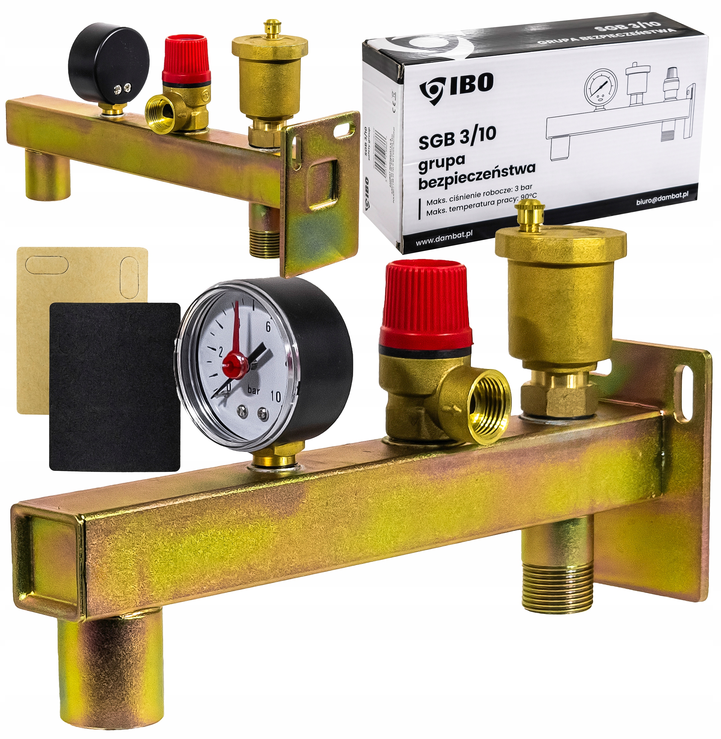 Grupa Bezpieczeństwa Belka 3/4" 3 Bary Do Montażu Naczynia Instalacji C.o.