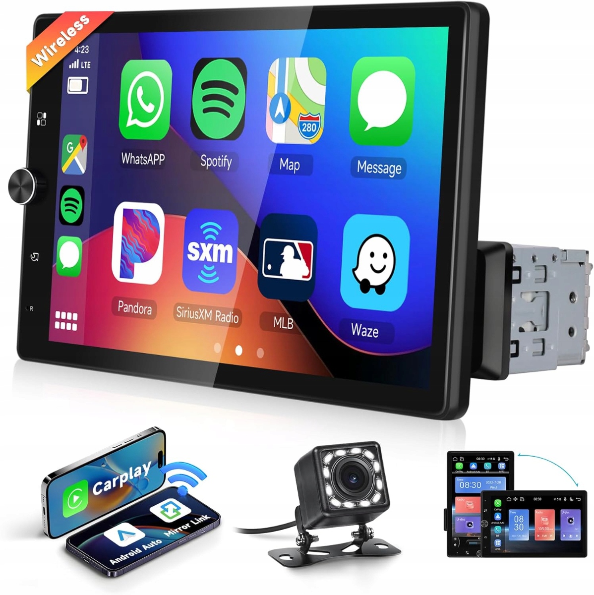 Automobilové rádio 10.4" Hikity A3463A4 1-DIN Otočná Kamera Mikrofon MP5