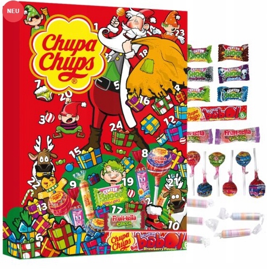 Адвент-календарь Chupa Chups, 24 окошка с леденцами, жевательной резинкой и мармеладом — фото 3