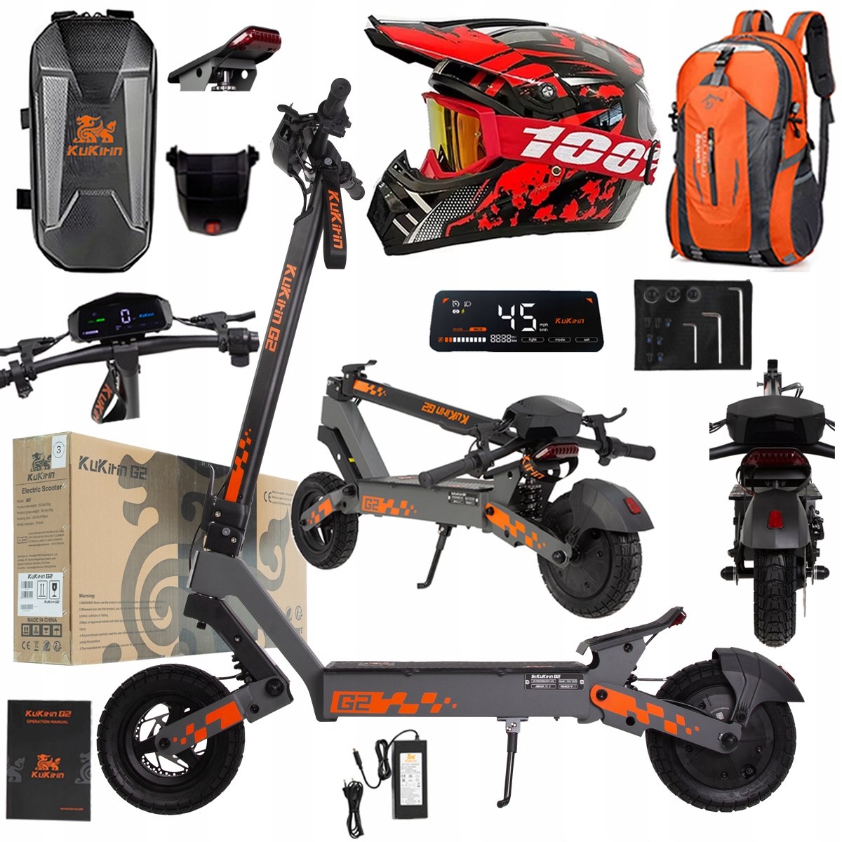 Kukirin G2 2026 Nové skládací elektrické vozidlo 1200W 45KM/H 15Ah 48V 10"