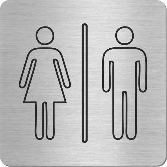 Tabliczka TOALETA DAMSKO-MĘSKA WC STAL NIERDZEWNA