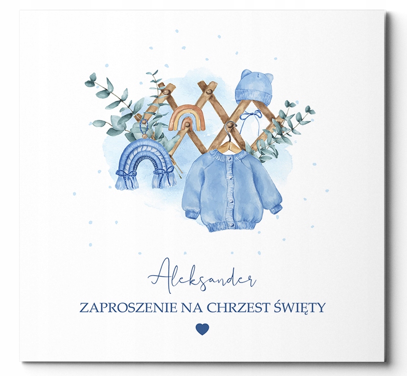 ZAPROSZENIE na Chrzest Święty +KOPERTA +SZNUREK