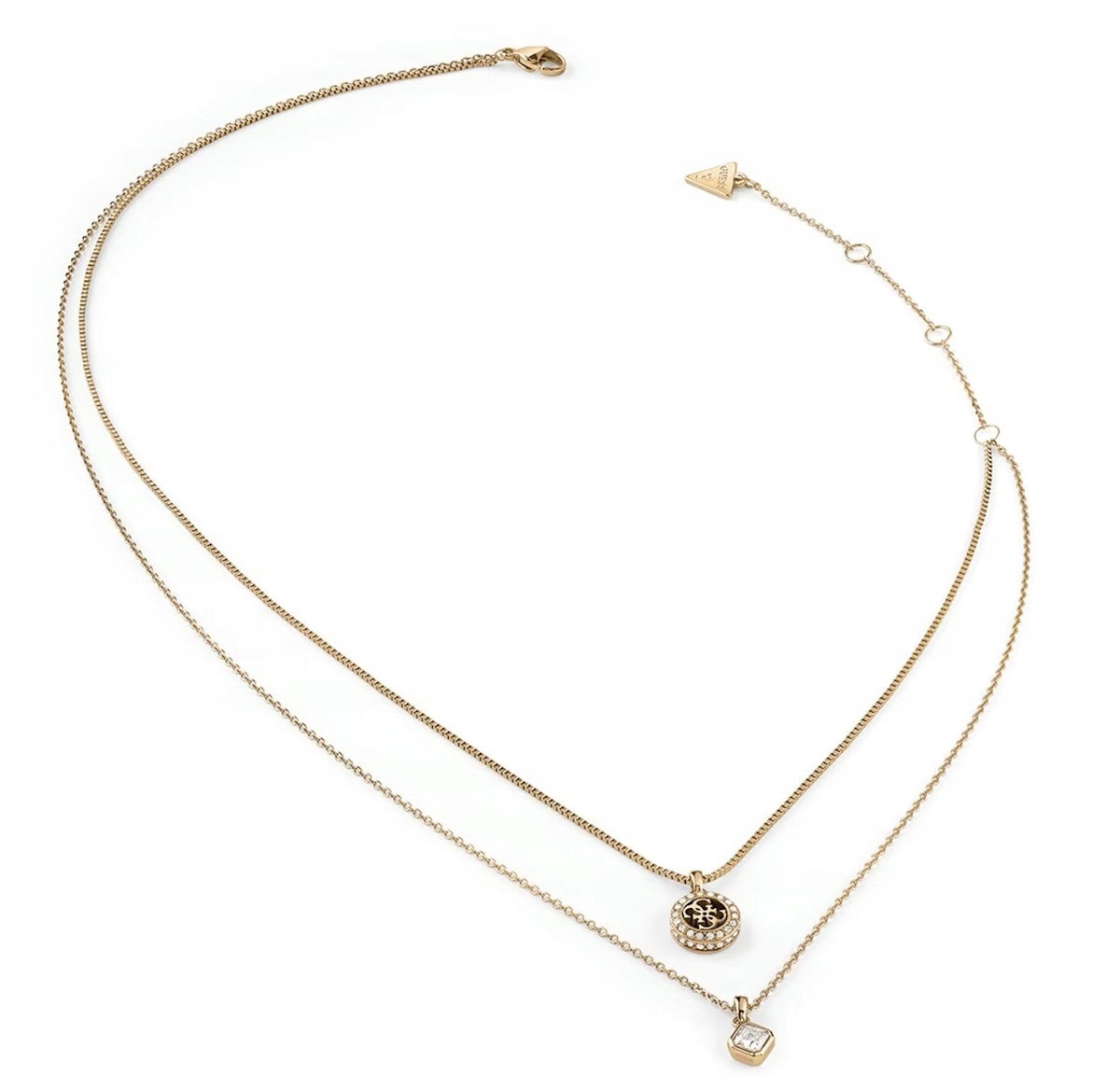 Ocelový Zlatý Dvojitý Náhrdelník Guess 4G Crush Křišťály JUBN04159JWYGT/U