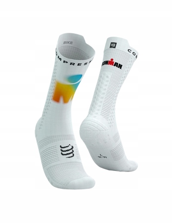 Compressport skarpetki kolarskie V4.0 IronMan białe/sunrise 42-44