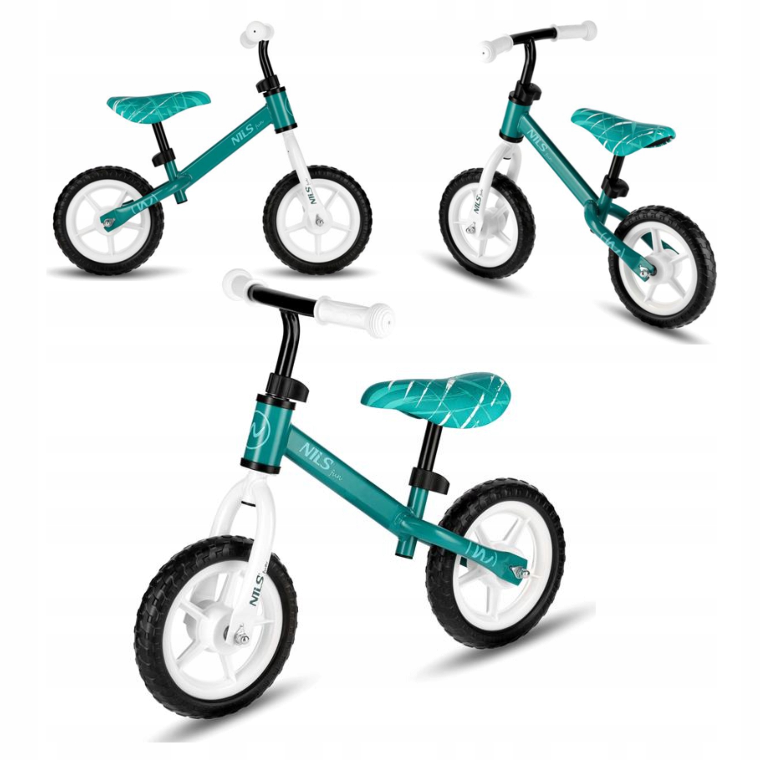 Nils Fun RB134 Rowerek biegowy zielony dla dzieci dwukołowy
