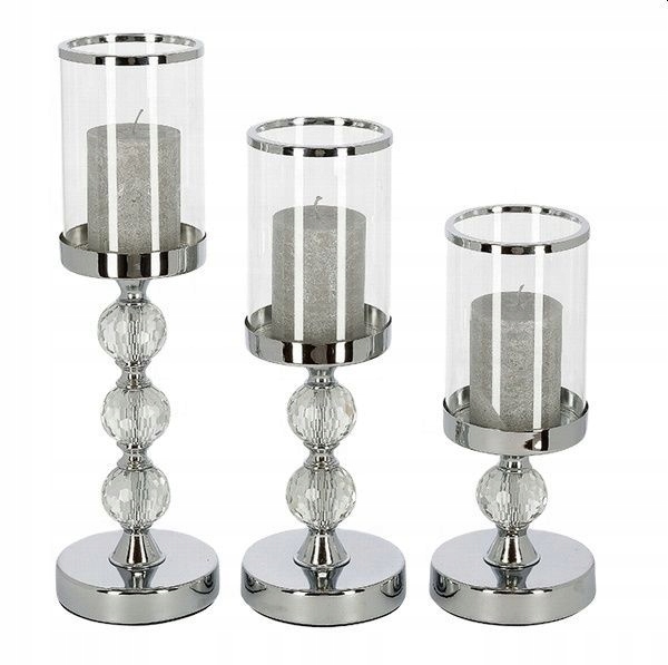 LAMPION ŚWIECZNIK KRYSZTAŁ chrom SZKŁO Glamour 2 Marka inna