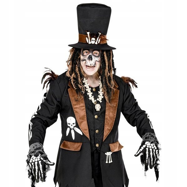 RĘKAWICZKI SZKIELETU KOŚCIOTRUPA HALLOWEEN Kolor dominujący czarny