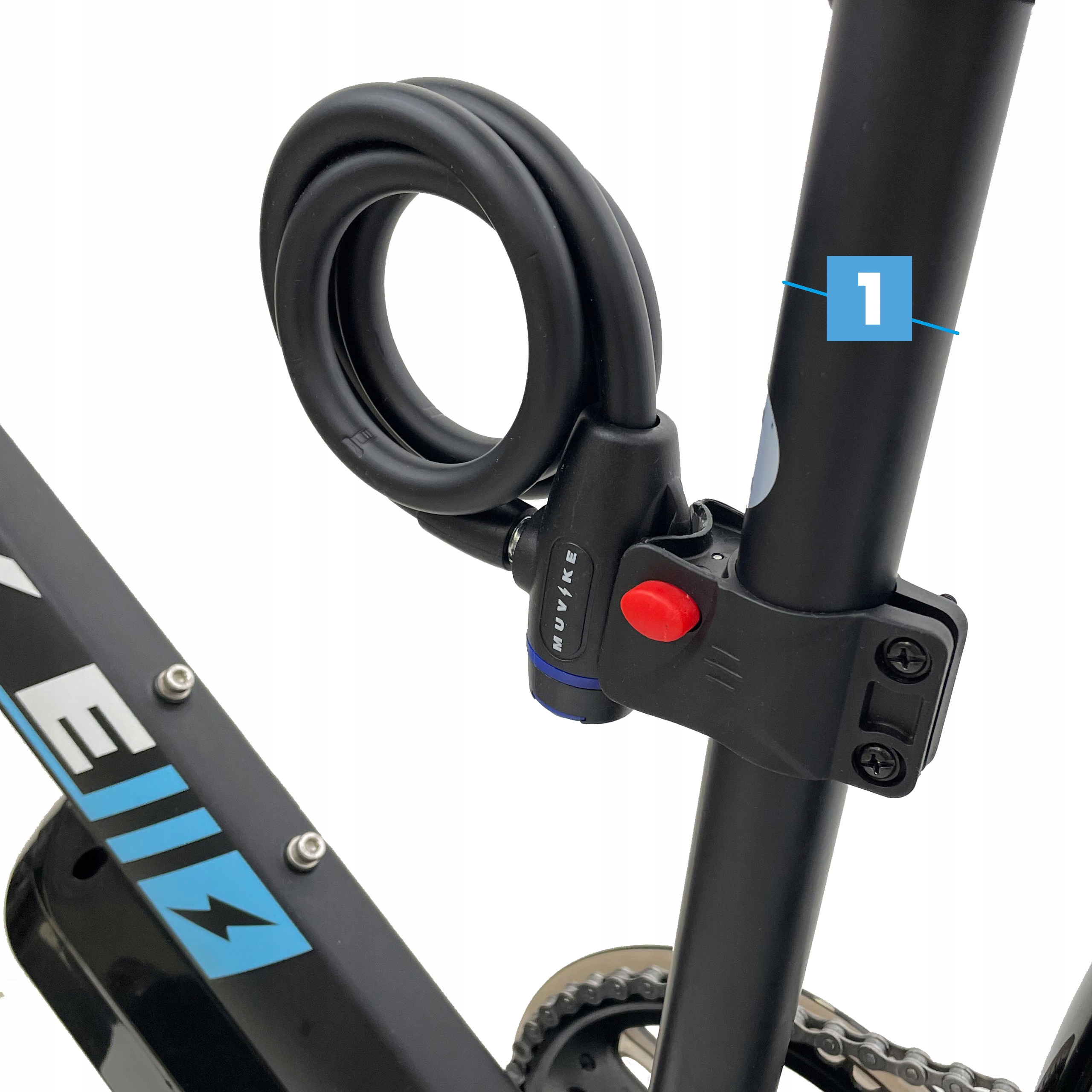 ZAPIĘCIE DO ROWERU LINKA BLOKADA DO ROWERU MUVIKE FLEX 1000/12K KLUCZ Długość 100 cm