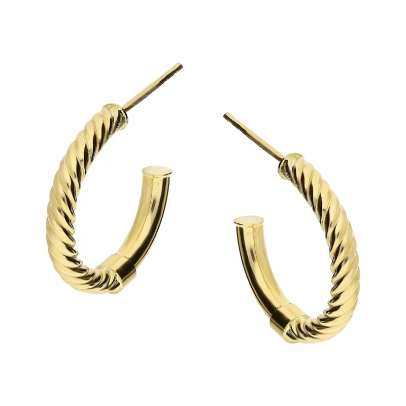 náušnice zlaté 585 stylové otevřené kolečko s motivem provázku jako dárek 1.88 g