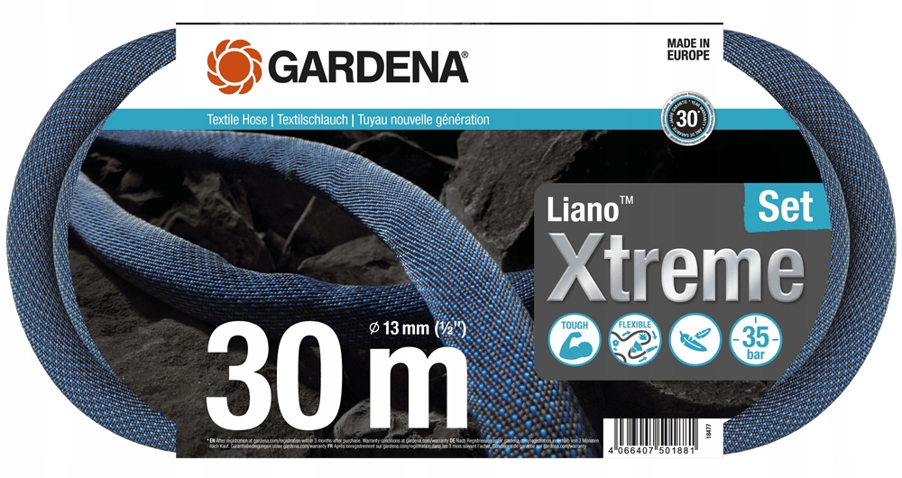Textilná hadica Gardena Liano Xtreme 30M sada 18477-20