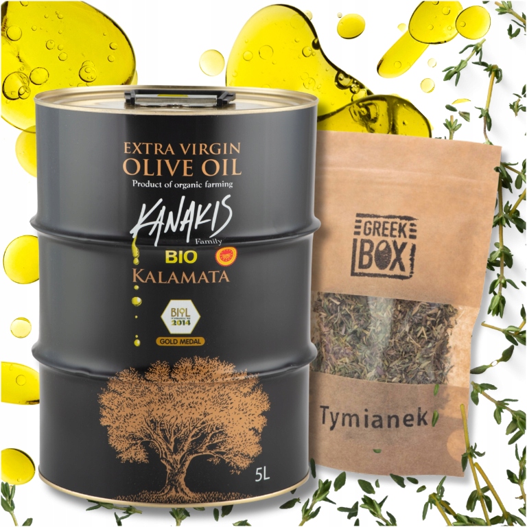 Oliwa z Oliwek 5l Extra Virgin Bio grecki Tymianek ręcznie kruszony 10 g