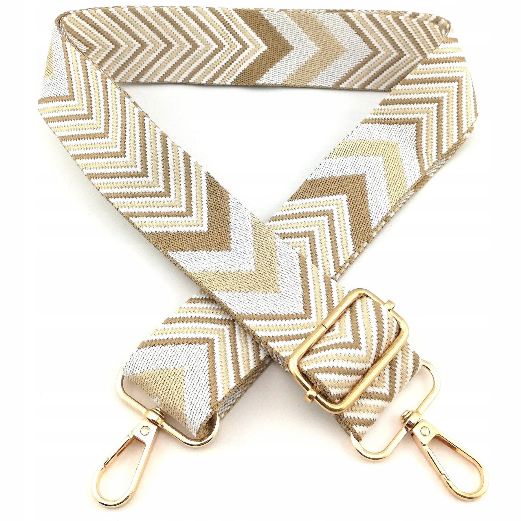 Pasek Do Torebki Torby Regulowany Szeroki Damski Długi Parciany Beżowy