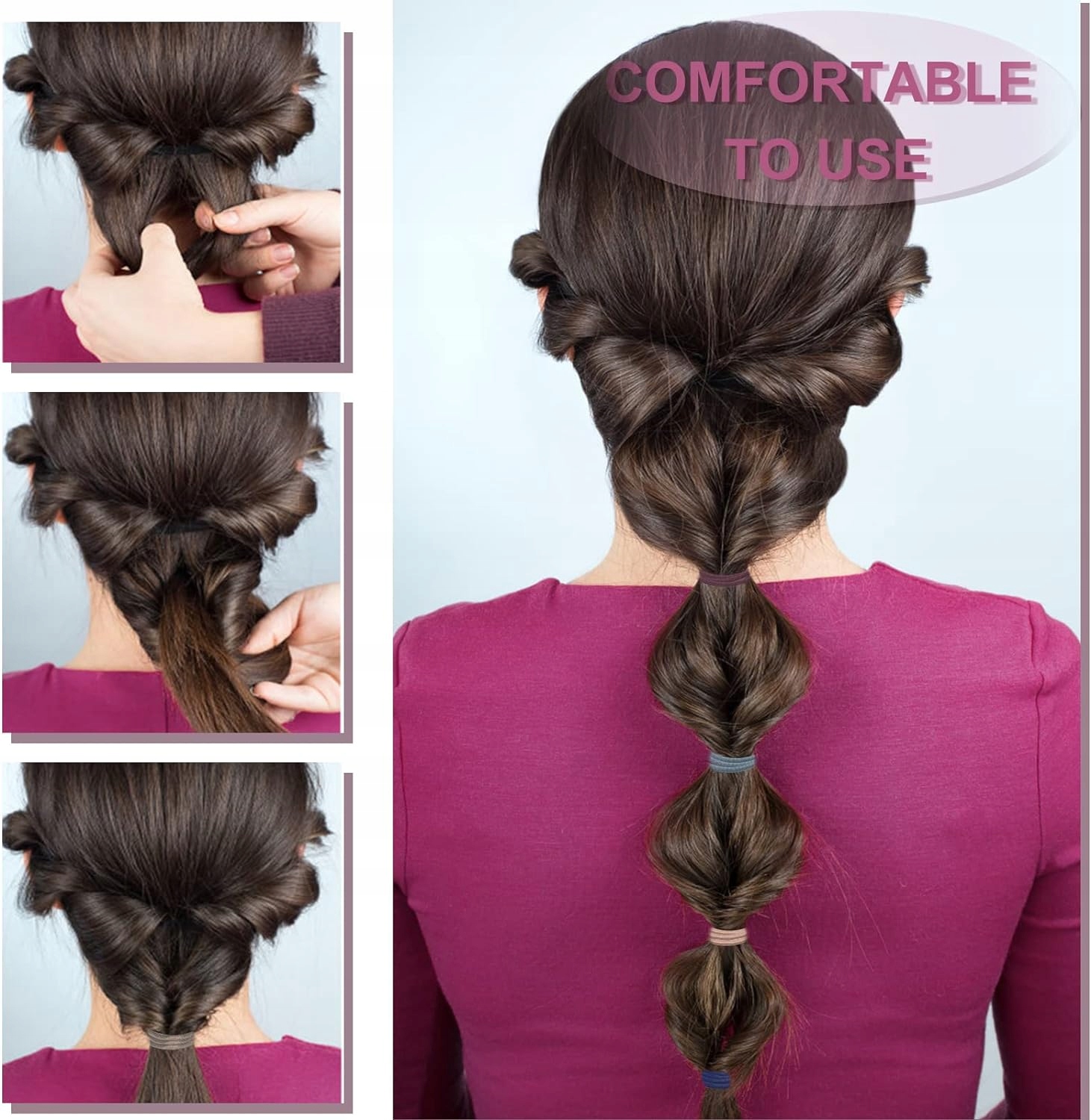 GUMKI ELASTYCZNE DO WŁOSÓW CIEŃKIE BEZ ŁĄCZEŃ GUMKA KUCYKI 100SZT Marka Inna marka