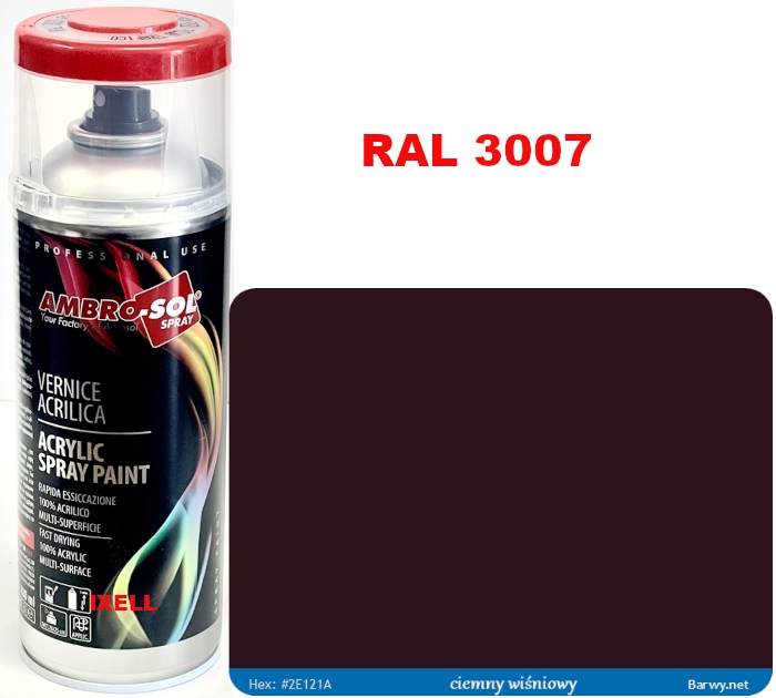 

Ral 3007 Lakier Akryl Spray wiśniowy Połysk 1233