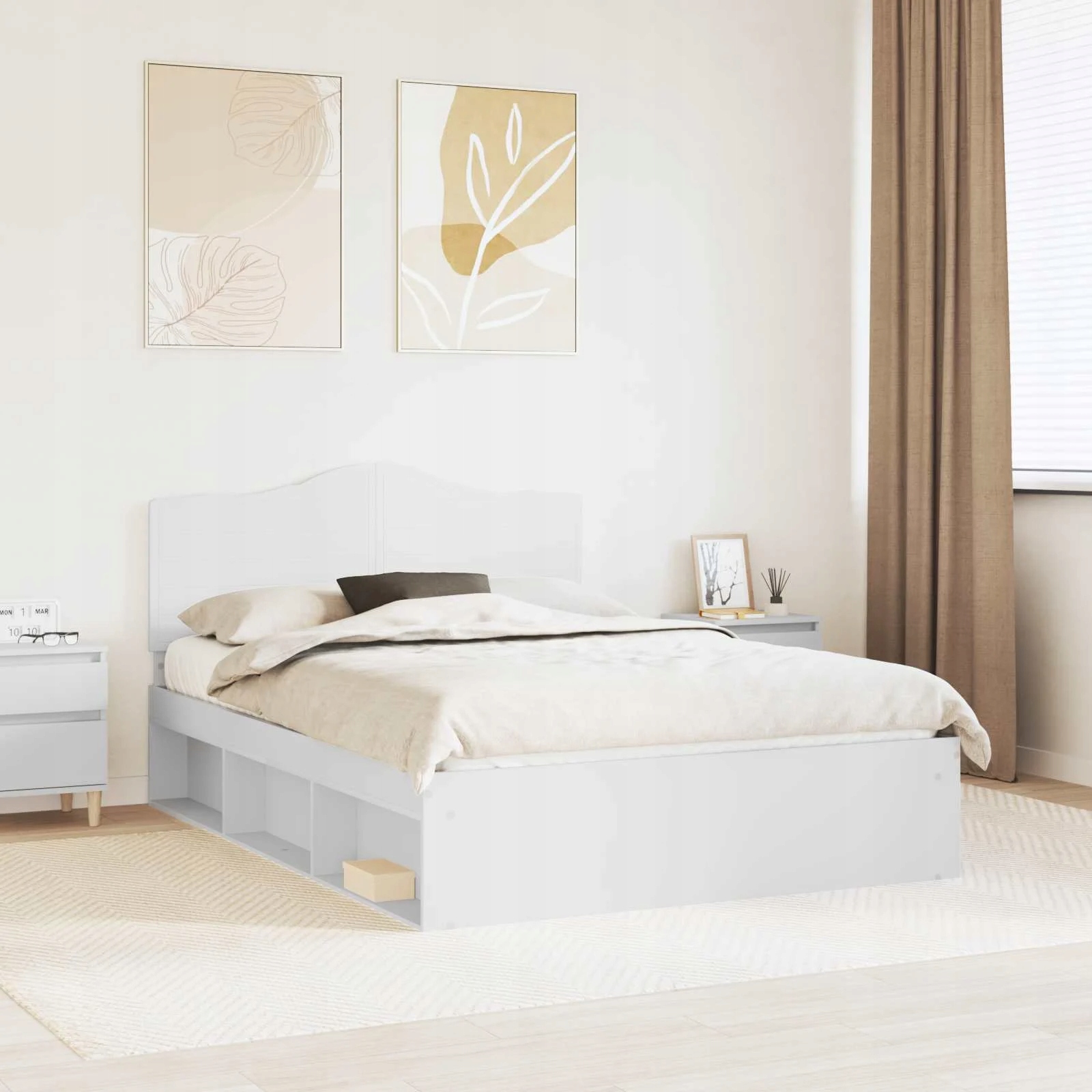 vidaXL Rám postele s čelo Bílá 160 x 200 cm Masivní borové dřevo