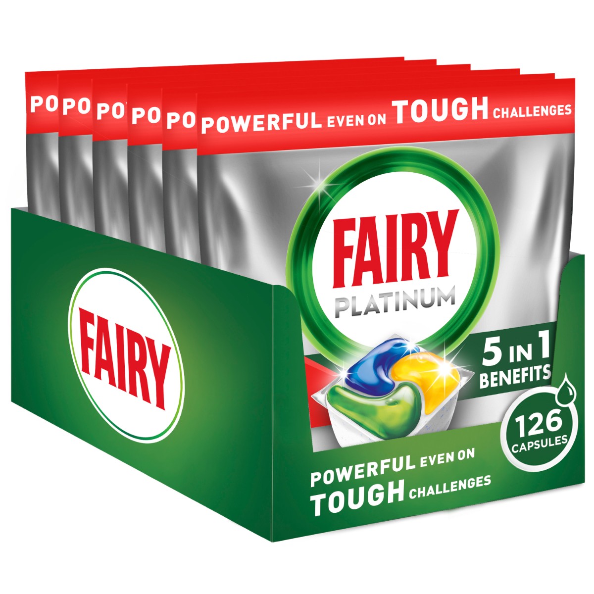 Fairy Platinum All In One Kapsułki tabletki do zmywarki Cytryna 6x21=126szt