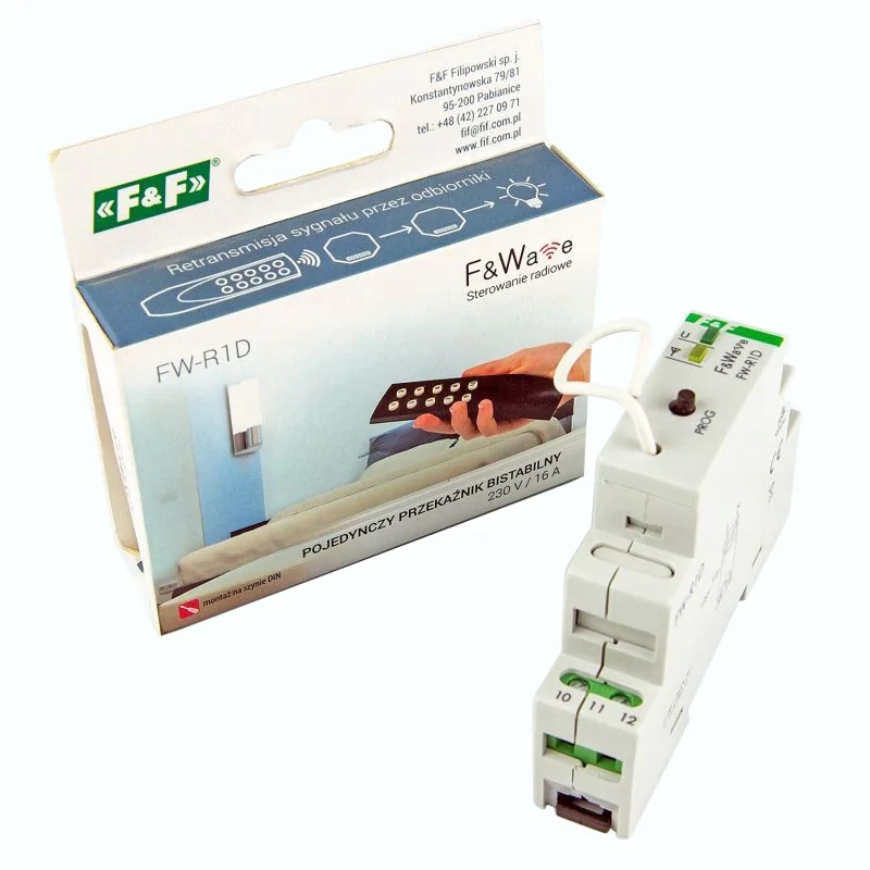 Rádiový bistabilný relé FW-R1D 16A Ac/dc koľajnica Th F&f
