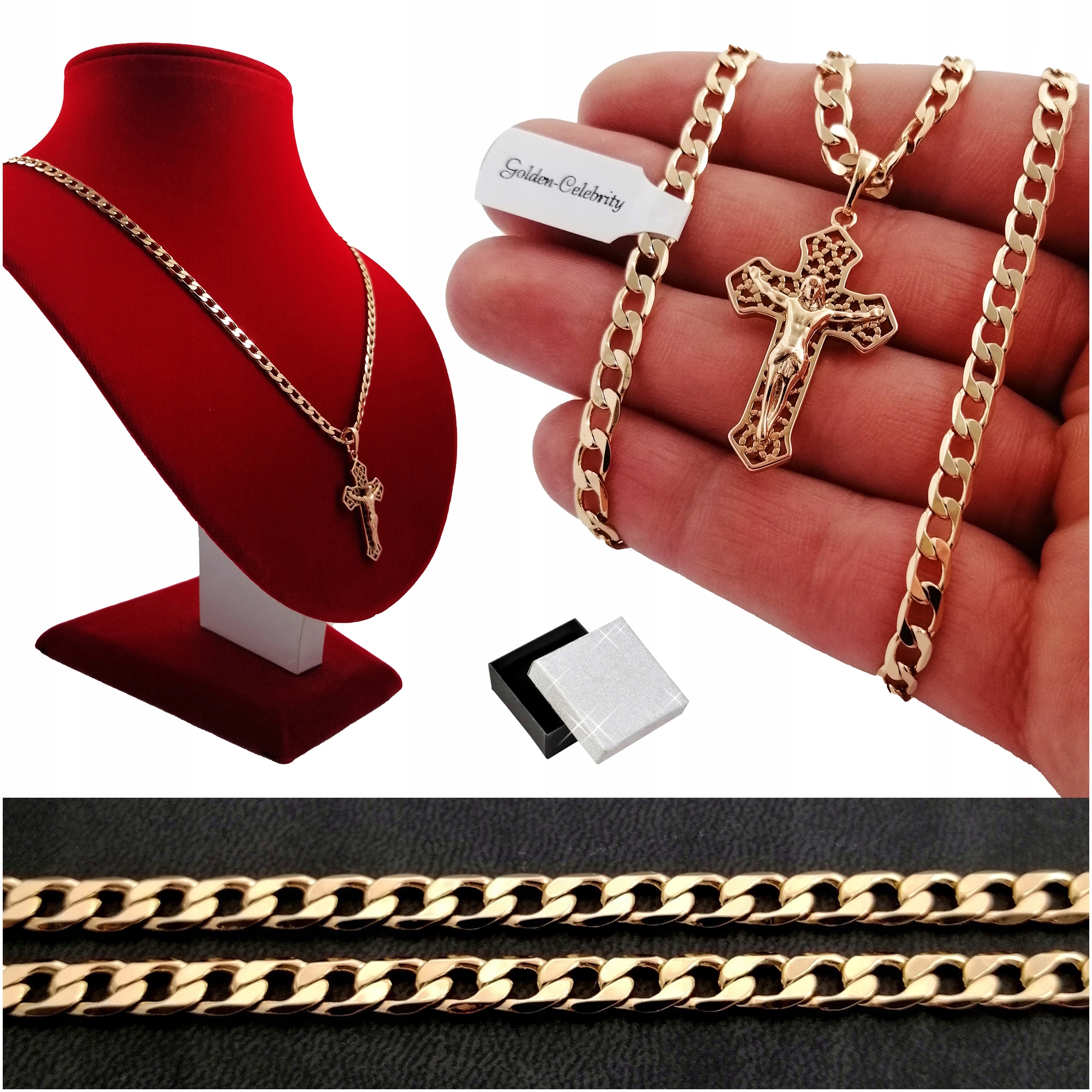 

Męski Złoty Łańcuszek Pancerka Z Krzyżykiem+grawer