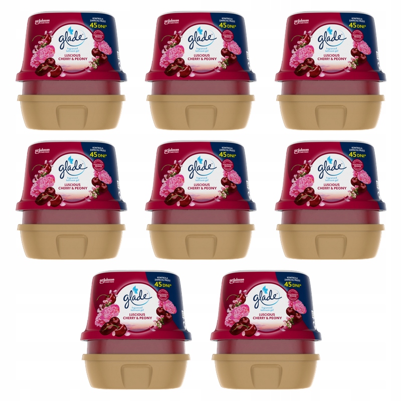 Glade Gel Luscious Cherry & Peony 180g X8