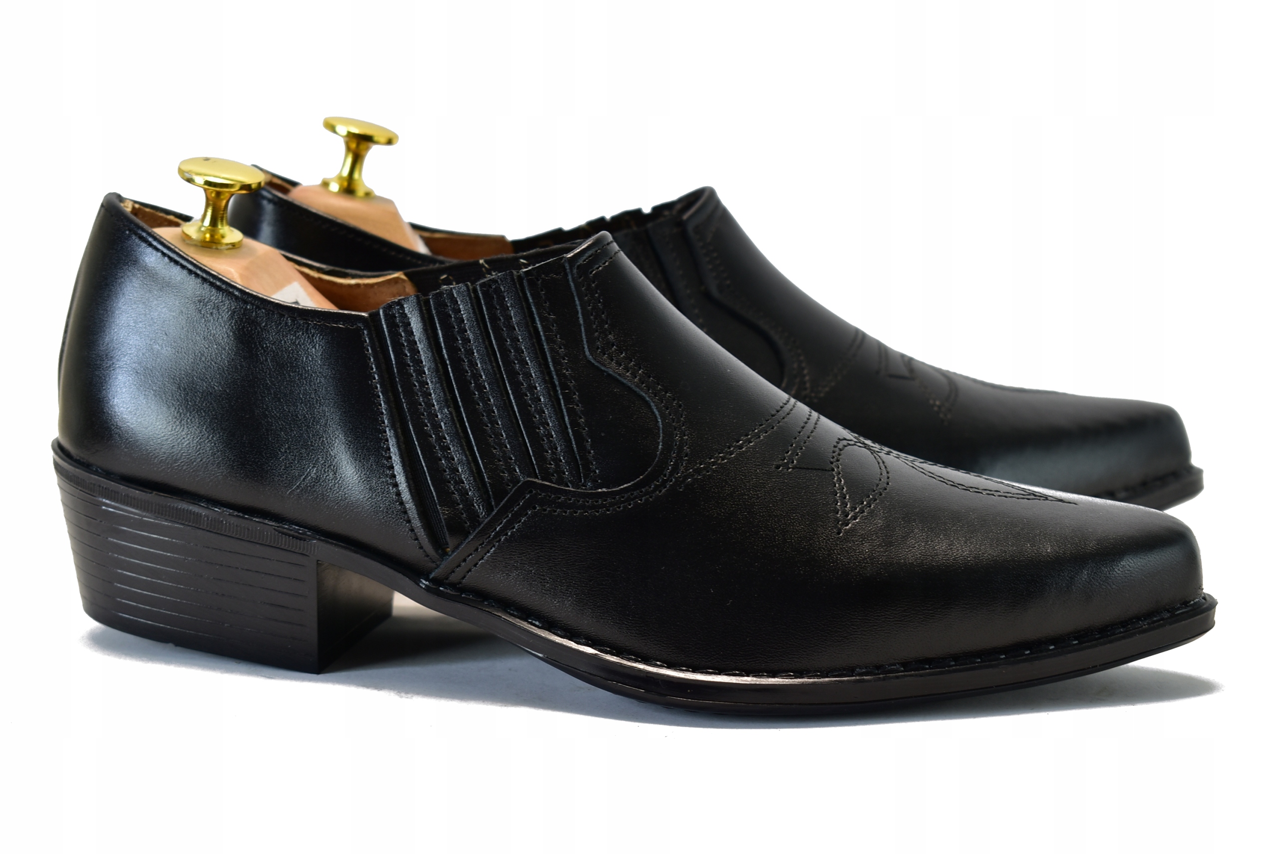 KOWBOJKI MĘSKIE NISKIE CZARNE SKÓRZANE 44 Marka inna