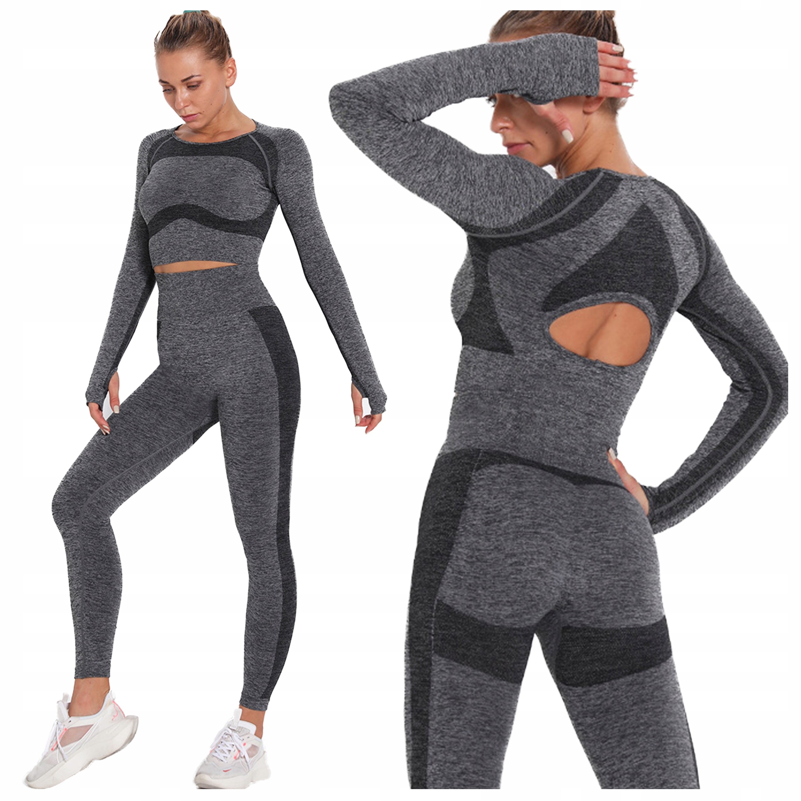 Komplet Sportowy siłownia top legginsy bezszwowe M