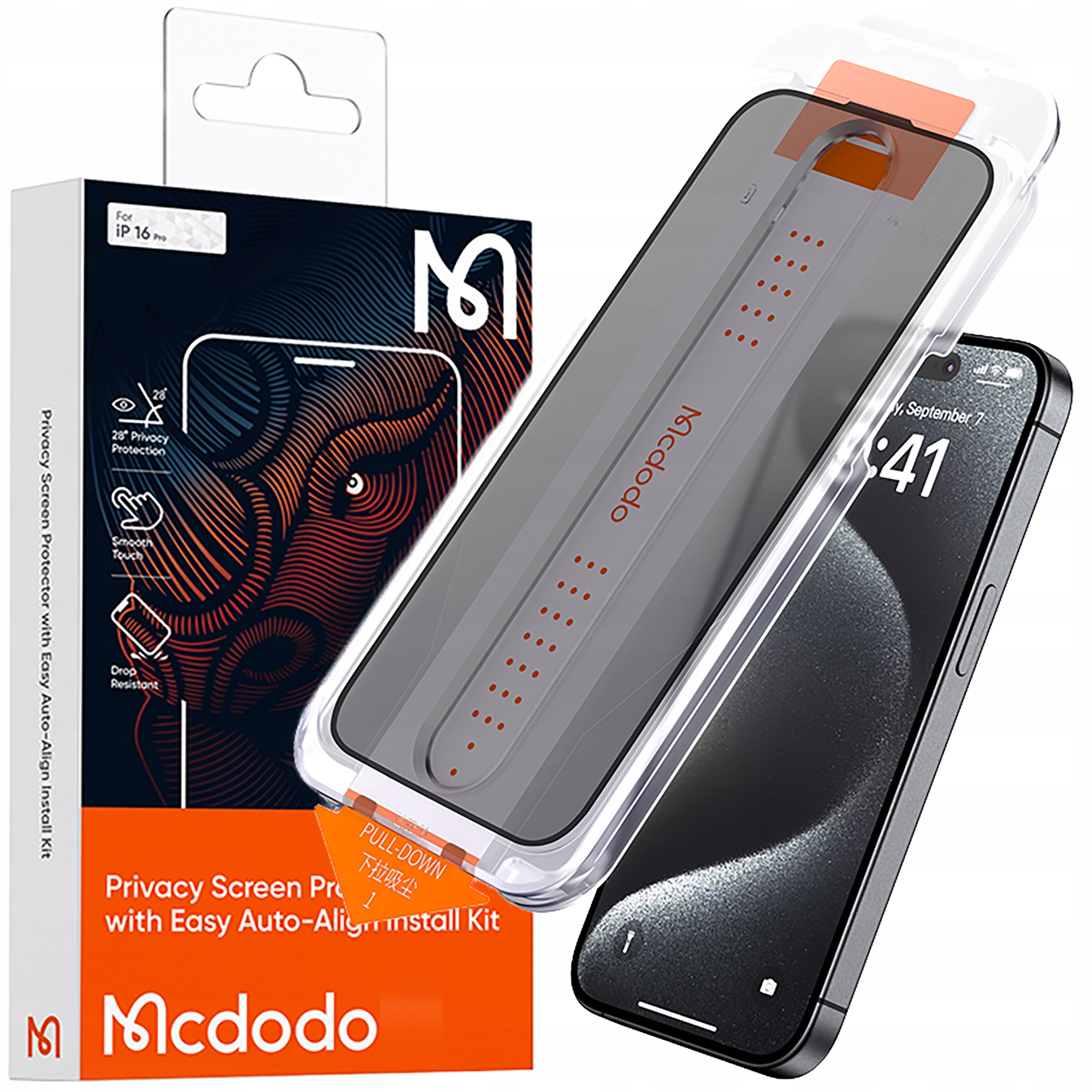 Mcdodo Szkło Hartowane Prywatne do iPhone 16 Plus Ochrona Ekranu 0.4mm