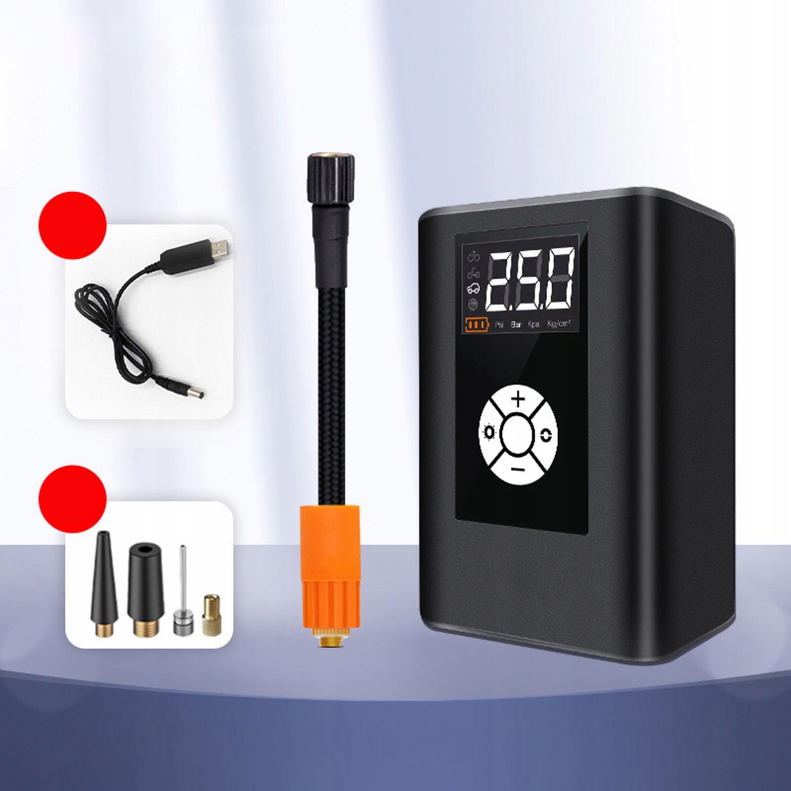 Sprężarka powietrza Przenośna sprężarka samochodowa Waga produktu z opakowaniem jednostkowym 0.1 kg