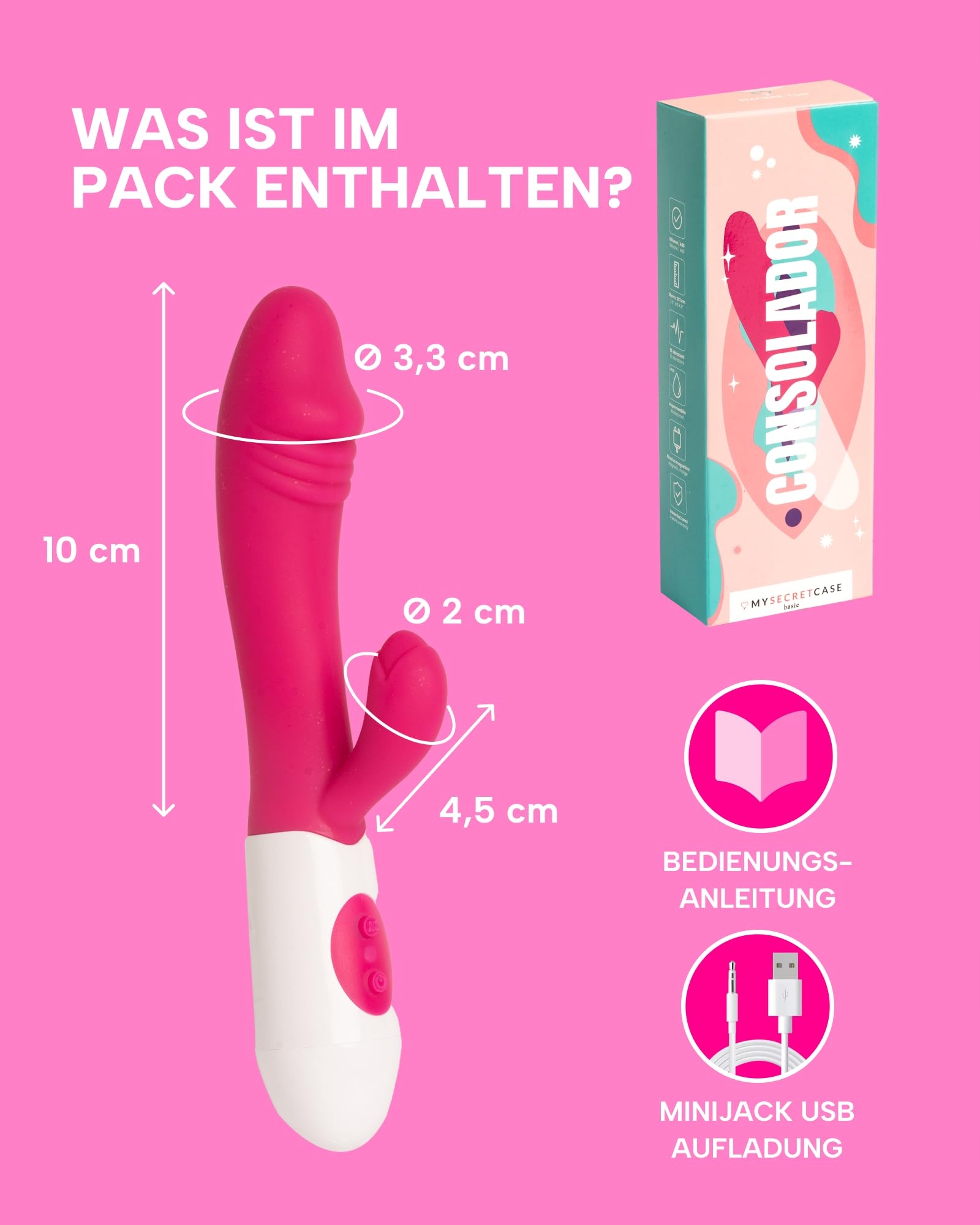 MYSECRETCASE Wibrator Królik Dla Kobiet 18cm Stymulator G Punkt 10 Trybów — miniatura 5