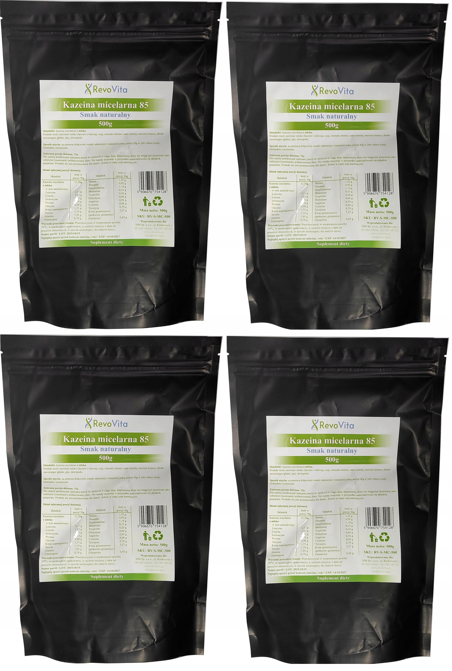 Revovita Micelární kasein 85% 2000 g Protein na noc Protein na hmotu