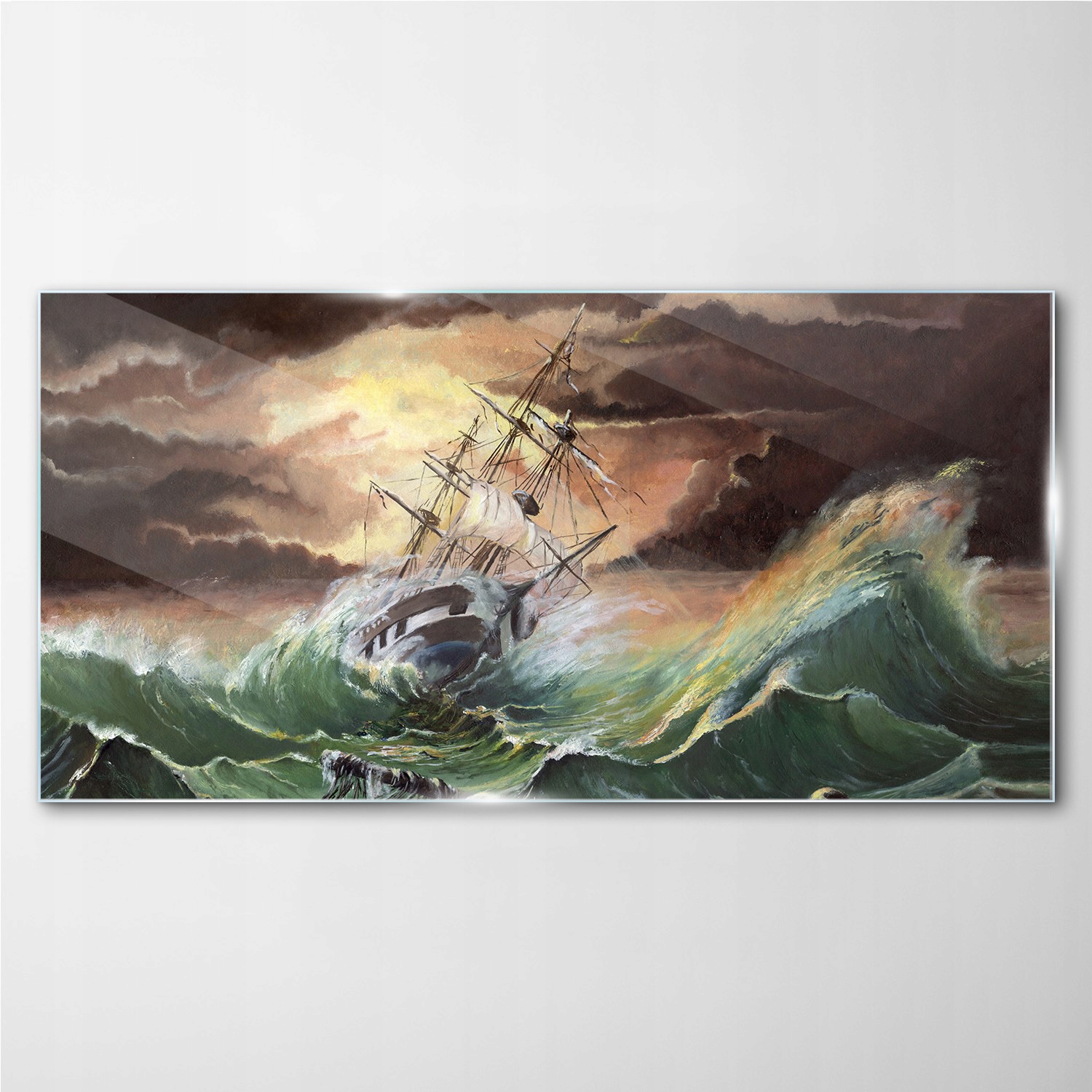 

Obraz szklany Łódź statek ocean burza fale 100x50